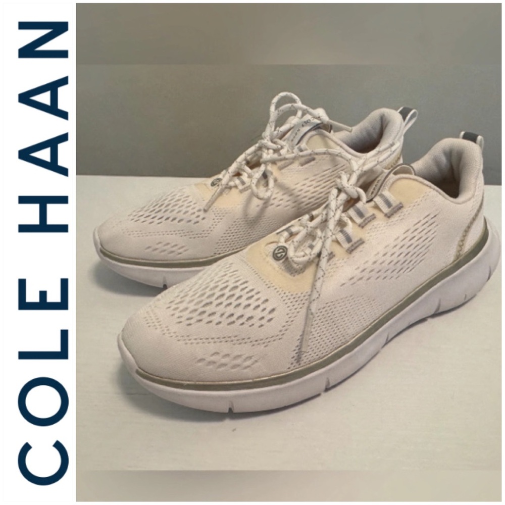 ❤️COLE HAAN Unisex  Cream Athletic Sneakers - Lightweight Lace-Up Trainers